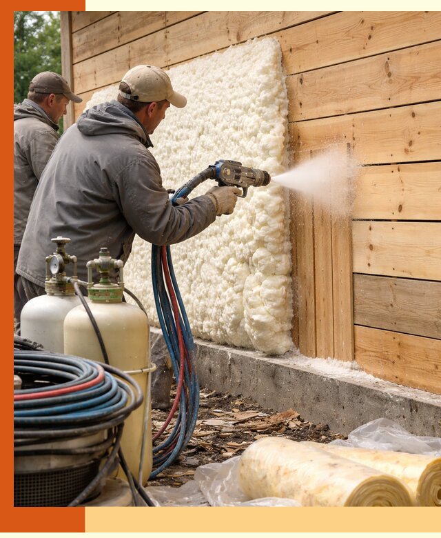 Утепление деревянного дома пенополиуретаном в Кстово