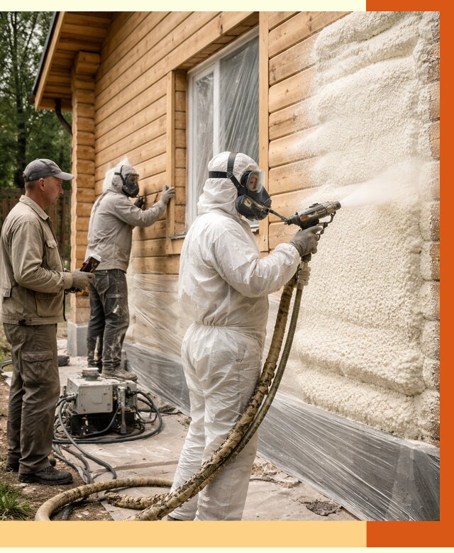 Утепление дома из бруса ППУ в Кстово от 3921 руб/м2 под ключ | ТепломастерКсв