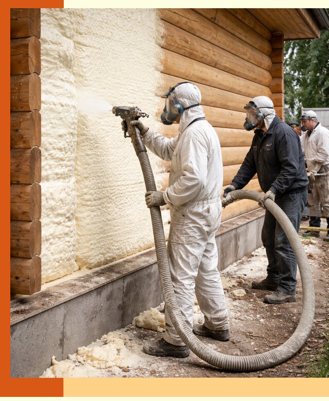 Утепление дома из бруса пенополиуретаном в Кстово