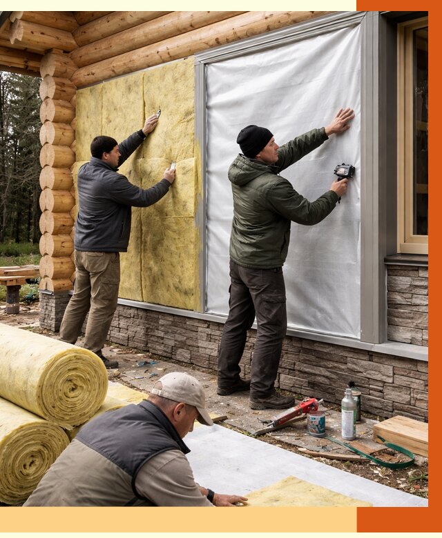 Утепление бревенчатого дома в Кстово от 7791 руб/м2 — заказать под ключ | ТепломастерКсв