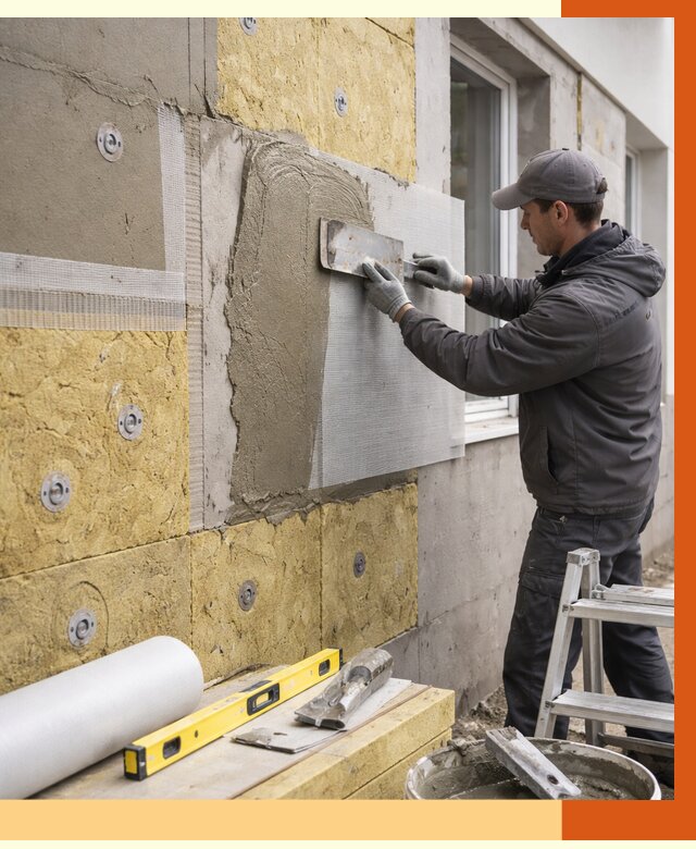 Утепление фасада под штукатурку в Кстово от 4277 руб/м2 — монтаж пенопластом и минватой | ТепломастерКсв