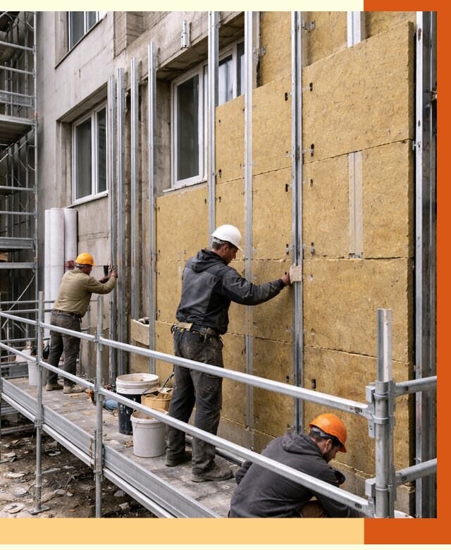 Утепление вентилируемого фасада в Кстово от 5703 руб/м2 — монтаж и утепление вентфасад | ТепломастерКсв