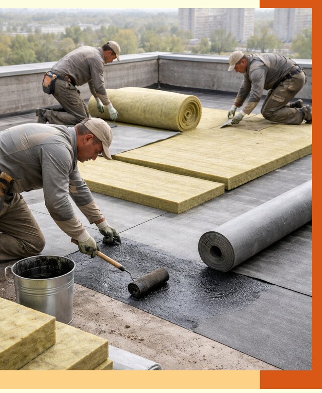 Утепление плоской крыши в Кстово от 7332 руб./м2 под ключ | ТепломастерКсв