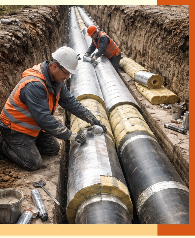 Утепление теплотрассы в Кстово от 4583 руб./м2 — ппу и комплексная изоляция | ТепломастерКсв