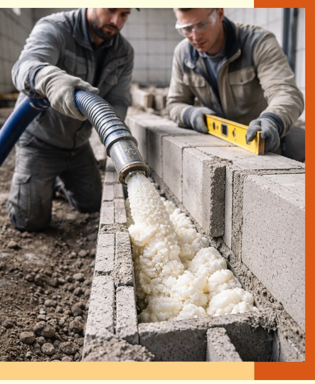 Заполнение колодцевой кладки ППУ в Кстово от 4277 руб. за м2 | ТепломастерКсв