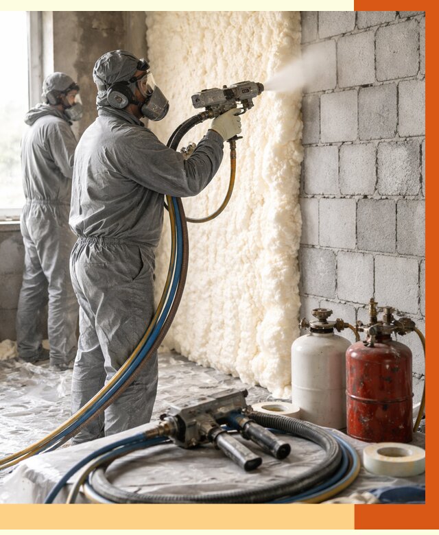 Утепление блочной стены ППУ в Кстово от 4328 руб./м² — ТепломастерКсв