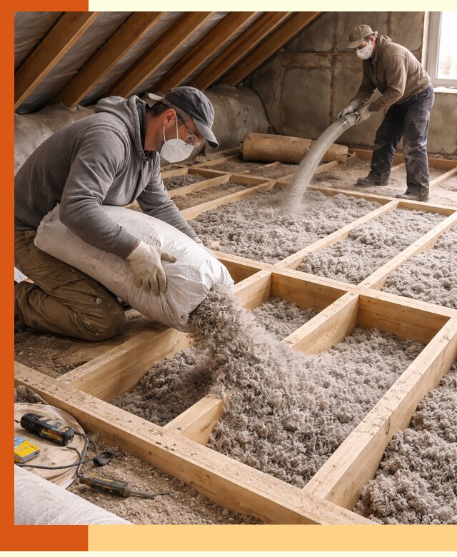 Заполнение полостей чердачного перекрытия в Кстово качественно и надёжно