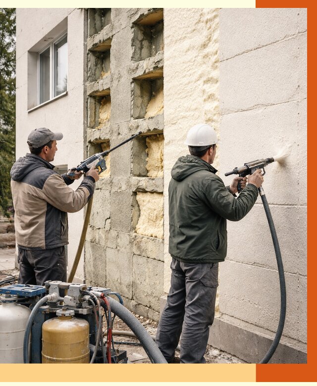 Заполнение пустот фасада в Кстово от 4583 руб. — утепление пустот облицовки | ТепломастерКсв