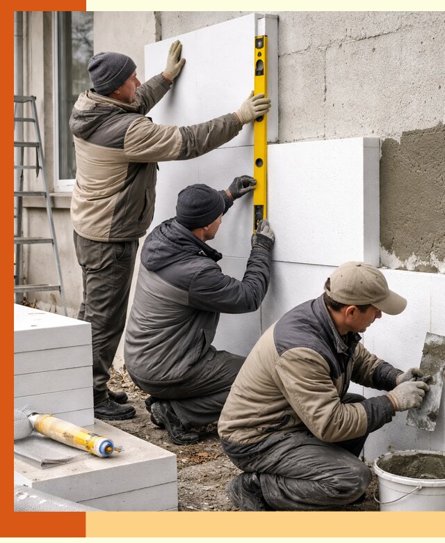 Утепление пенопластом наружных стен и фасадов в Кстово