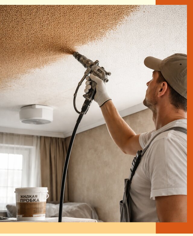 Утепление потолка жидкой пробкой в Кстово от 3564 руб. | ТепломастерКсв