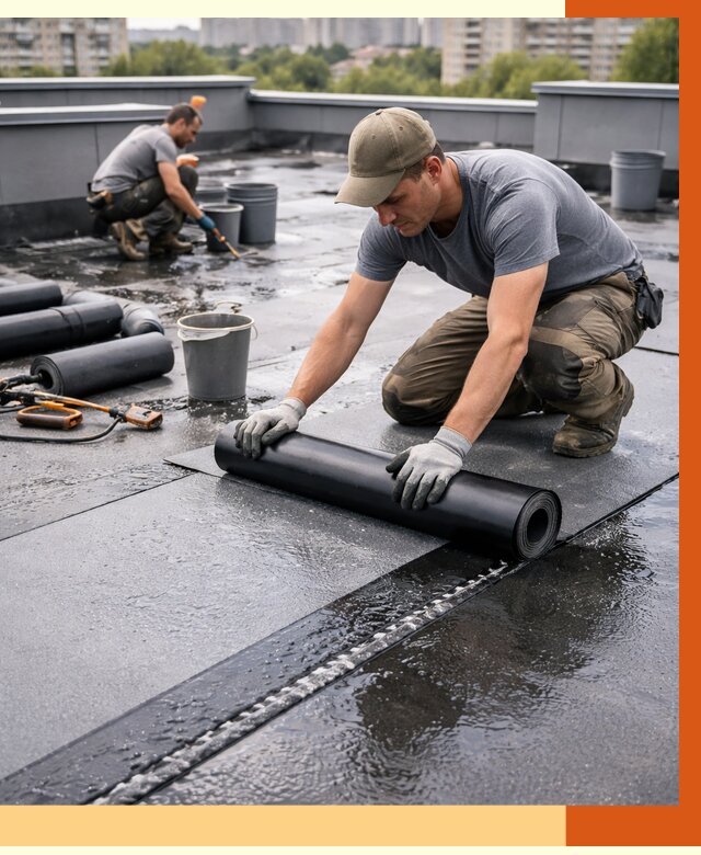Гидроизоляция плоской кровли в Кстово от 4583 руб./м2 — профессионально | ТепломастерКсв
