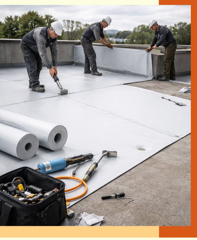 Гидроизоляция мембранной кровли в Кстово от 7638 руб./м² — профессионально | ТепломастерКсв