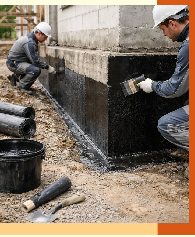 Гидроизоляция фундамента в Кстово от 1273 руб. — профессионально, под ключ | ТепломастерКсв