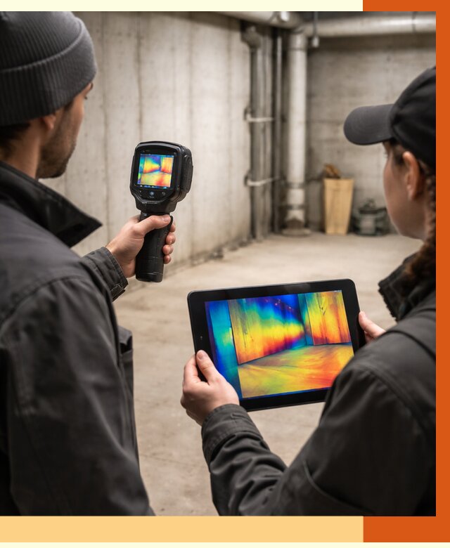 Тепловизионное обследование подвала в Кстово от 4583 руб. — проверка гидроизоляции | ТепломастерКсв